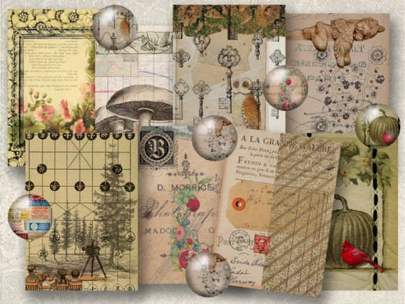 Download 8 Vintage Ephemera ATC Size Tags Crafts - Vintage Collection