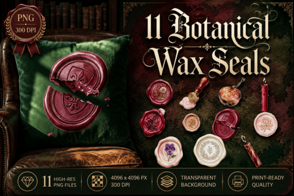Download Botanical Wax Seal Clipart Vintage PNG - Vintage Collection