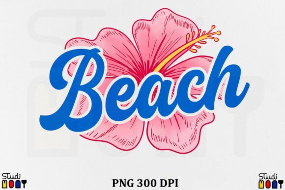 Download Summer Beach Flower Vintage Design PNG - Vintage Collection