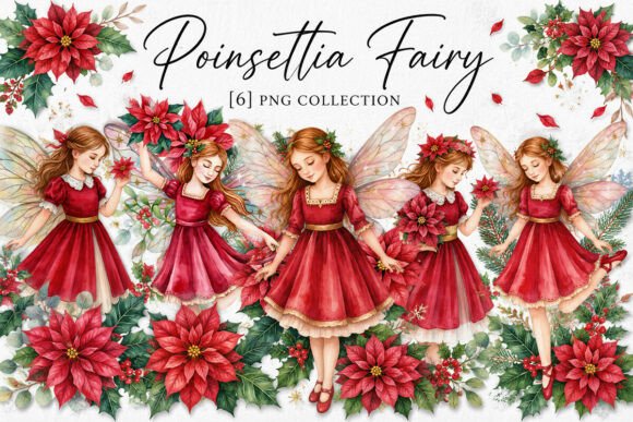 Download Poinsettia Fairy Clipart PNG Bundle - Poinsettia Collection