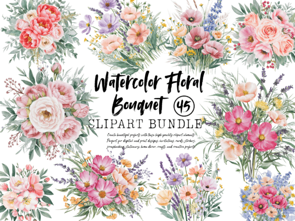 Download Vintage Watercolor Floral Bouquet Clipar - Vintage Collection