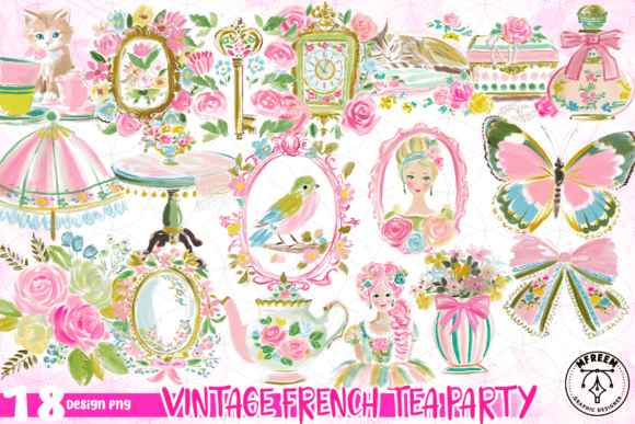 Download Vintage French Tea Party Clipart PNG - Vintage Collection