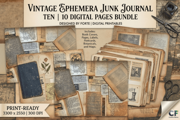 Download Vintage Ephemera Junk Journal Kit - Vintage Collection