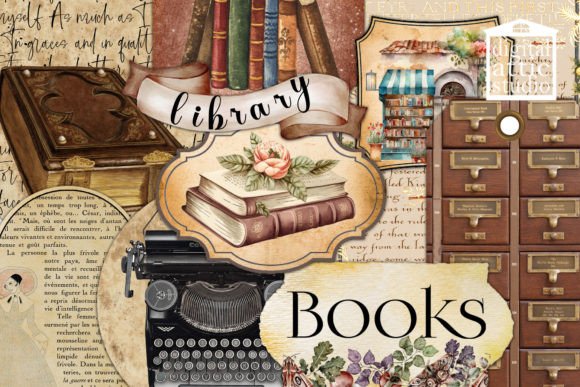 Download Vintage Book Lover Ephemera Kit - Vintage Collection