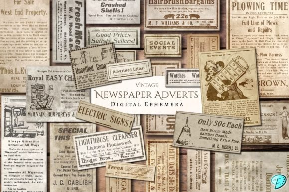 Download Vintage Newspaper Adverts Ephemera - Vintage Collection