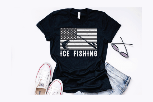 Download American Flag Ice Fishing Vintage Design - Vintage Collection