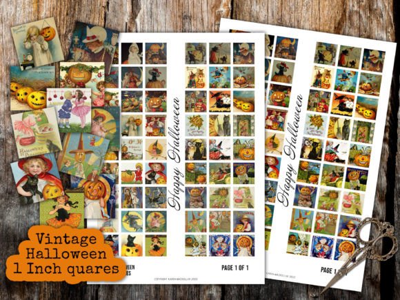 Download Vintage Halloween Collage Inch Squares - Vintage Collection