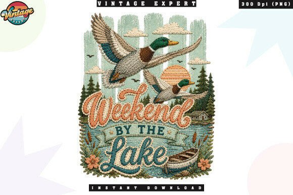 Download Lake Life Mallard Duck Vintage PNG - Vintage Collection