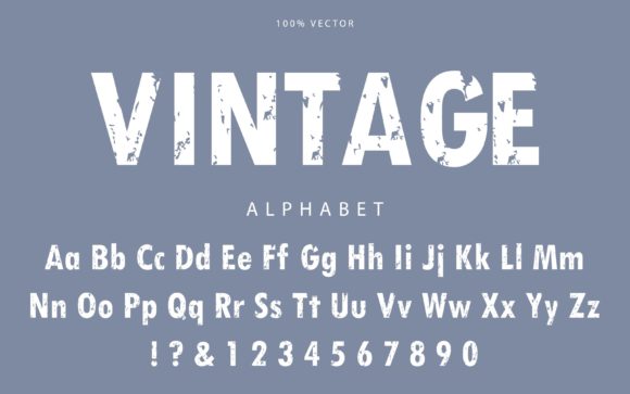 Download Alphabet with Grunge Vintage Style - Vintage Collection