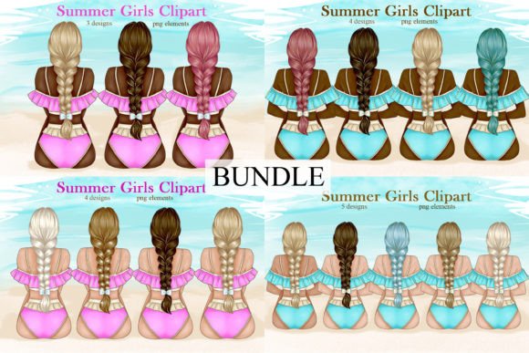 Download Girls on the Beach Clipart / Woman - Premium Bundle