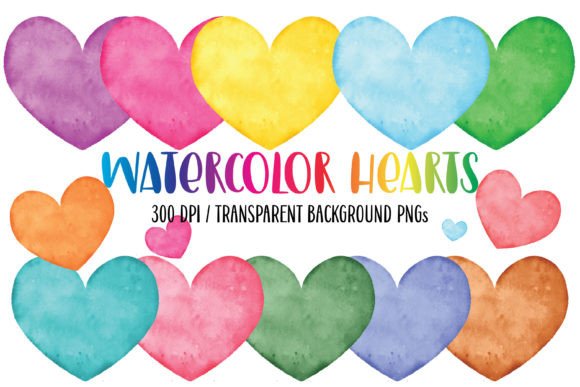 Download Rainbow PNG Watercolor Hearts Clipart - Hearts Collection