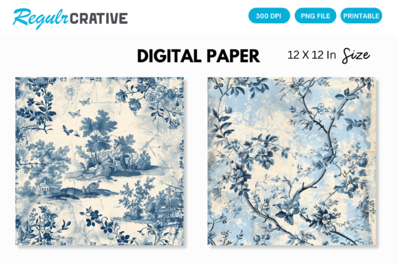 Download French Pastoral Romantic Digital Paper - Digital paper Collection