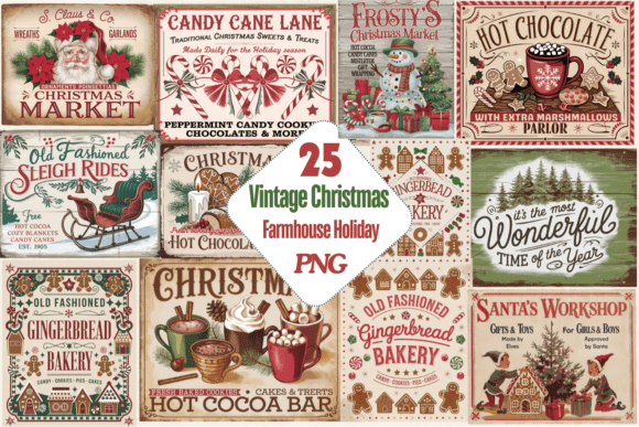 Download Holiday Sign,Vintage Christmas Farmhouse - Vintage Collection