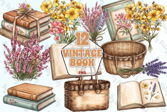 Download Vintage Cottagecore Book Clipart PNG - Vintage Collection