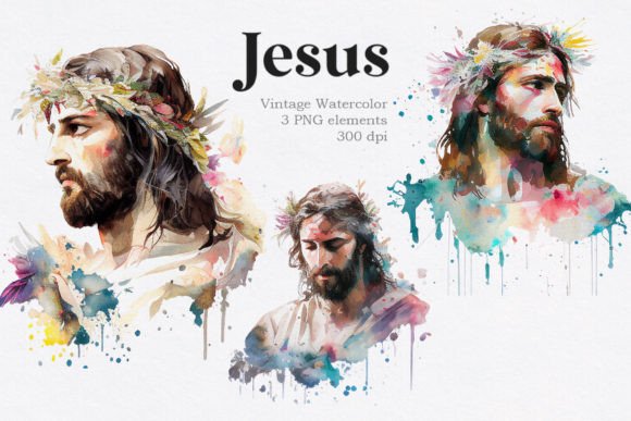 Download Jesus Christ Vintage Watercolor Clipart - Vintage Collection