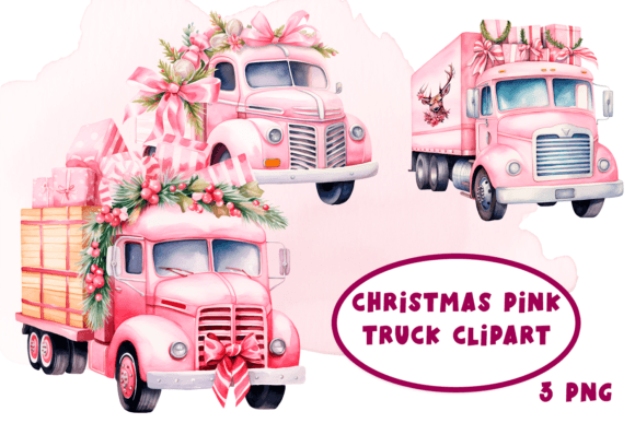 Download Pink Christmas Car Vintage Clipart - Vintage Collection