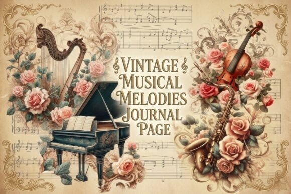 Download Vintage Musical Melodies Journal Page - Vintage Collection