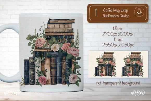 Download Floral Book Lover Mug Png Vintage Design - Vintage Collection