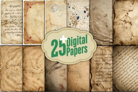 Download Vintage Ephemera Digital Papers - Digital paper Collection