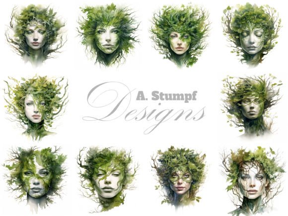 Download Surreal Art Woman Face Moss Tree Branche - Premium Bundle
