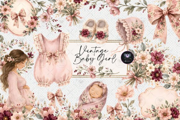 Download Vintage Baby Girl Clipart - Vintage Collection