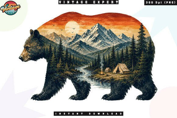 Download Vintage Bear Mountain Landscape PNG - Vintage Collection