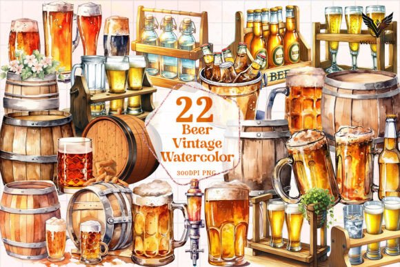 Download Beer Vintage Watercolor Clipart PNG - Vintage Collection