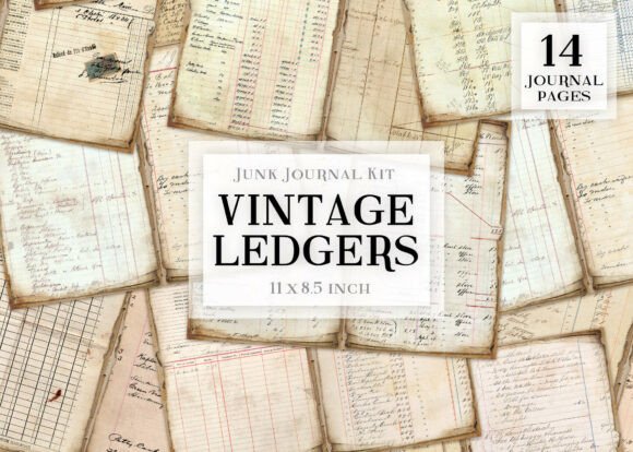 Download Vintage Ledgers Junk Journal Kit - Vintage Collection
