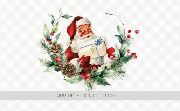 Download Christmas Vintage Santa Wreath PNG - Vintage Collection