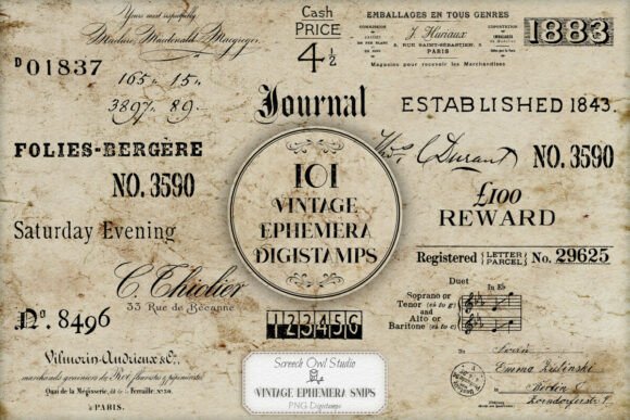 Download 101 VINTAGE EPHEMERA DIGISTAMPS - Vintage Collection