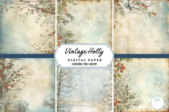 Download Vintage Holly Digital Paper - Digital paper Collection