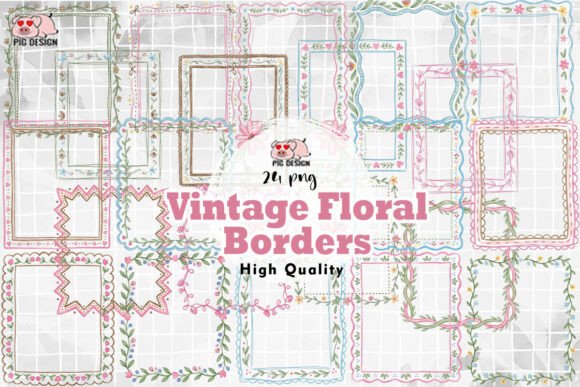 Download Vintage Floral Borders PNG - Vintage Collection