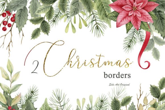 Download Christmas Border,Poinsettia,holly Berrie - Poinsettia Collection