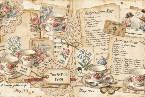 Download Vintage Sewing Collage Junk Journal Page - Vintage Collection