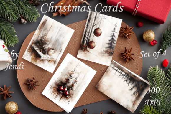 Download Vintage Christmas Cards Set of 4 Ii - Vintage Collection