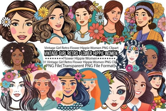Download Vintage Girl Retro Flower Hippie Women - Vintage Collection