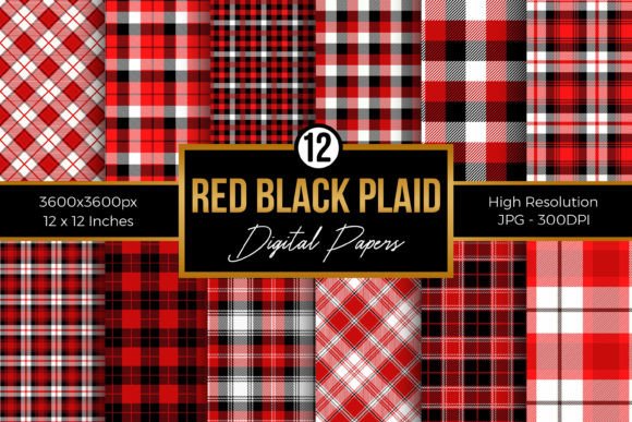 Download Red and Black Plaid Digital Papers Pack - Digital paper Collection