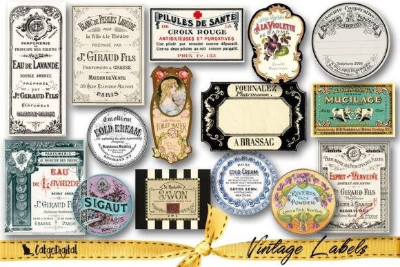 Download Vintage Ephemera Labels Individual Files - Vintage Collection