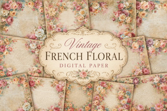 Download Vintage French Floral Digital Paper - Digital paper Collection