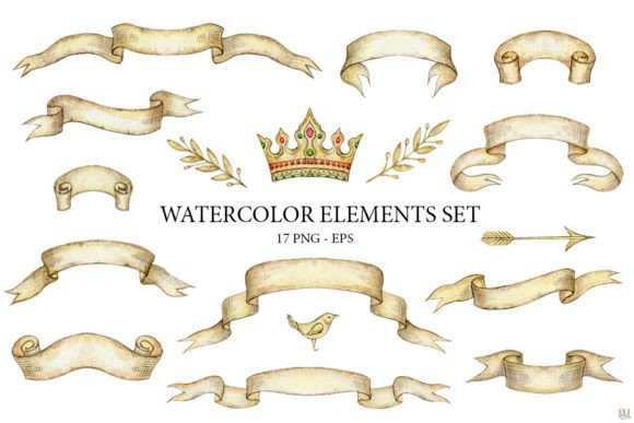 Download Watercolor Vintage Elements Set - Vintage Collection