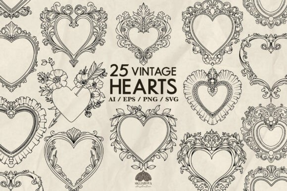 Download Vintage Hearts Svg Bundle - Hearts Collection