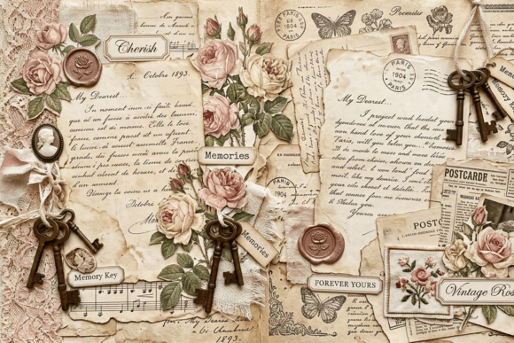 Download Vintage Nature Sketch Junk Journal Page - Vintage Collection