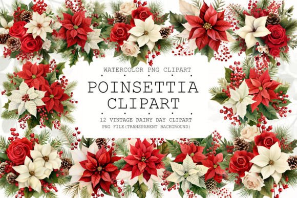Download Watercolor Poinsettia Cliparts - Poinsettia Collection